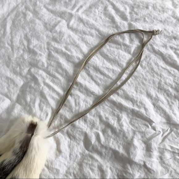 Recycled Boho Rabbit and Suede Drawstring Purse - Picture 6 of 9